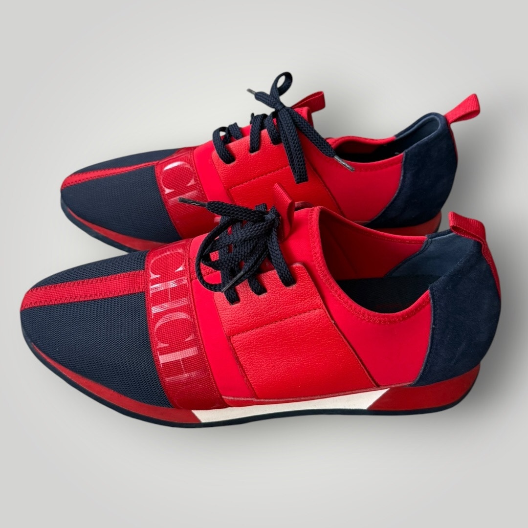 Ch Carolina Herrera Size 8 Rednavy Blue Fabric Leather And Suede Low Top